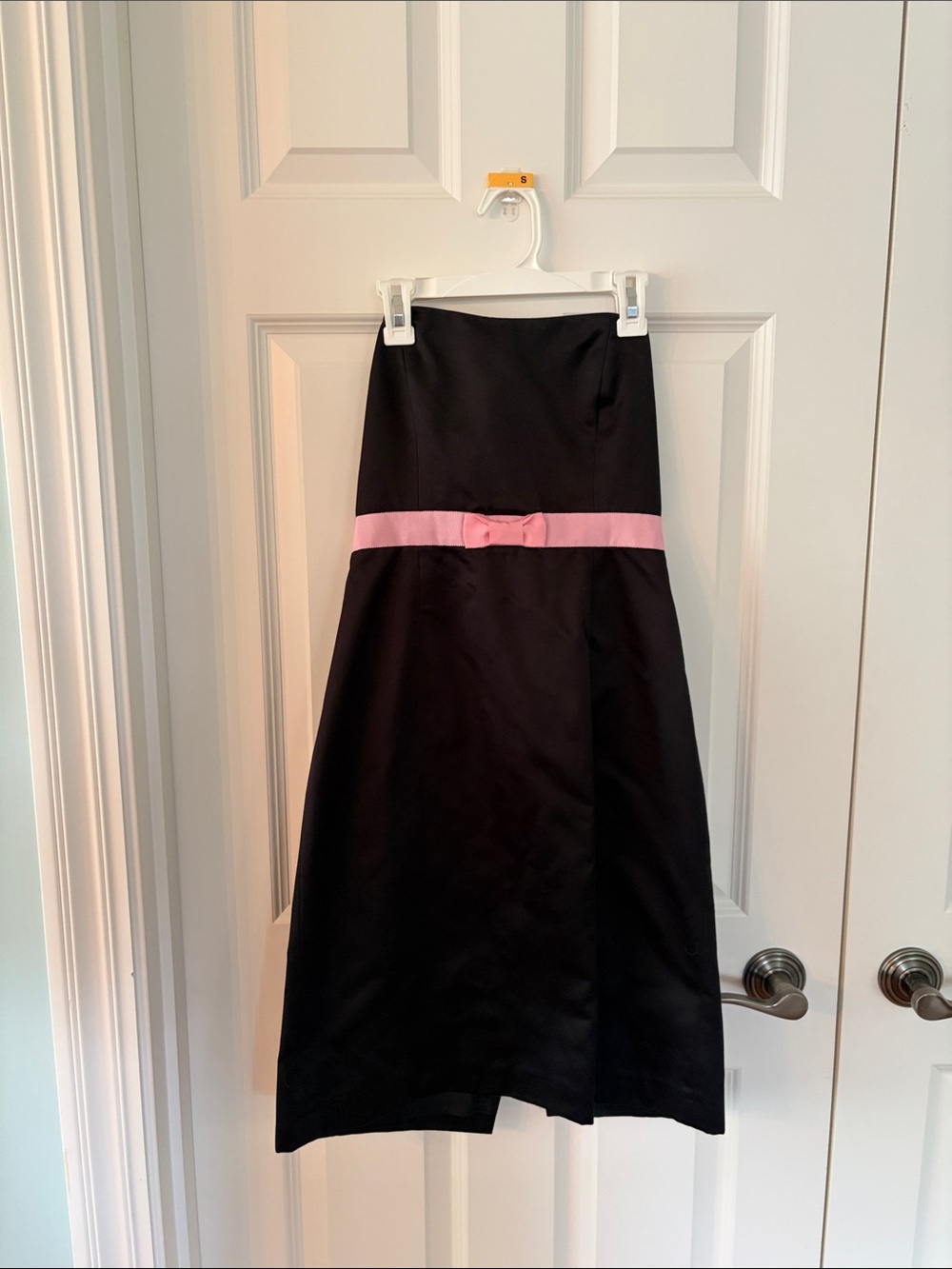 Black A-Line Skirt with Pink Bow Detail